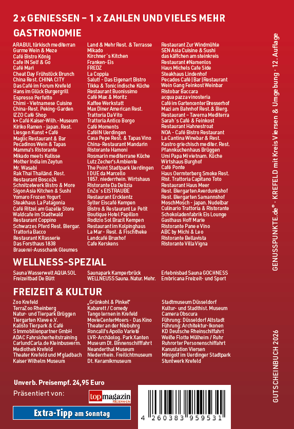 Gutscheinbuch Krefeld 2026 Gutscheinbuch Krefeld 2026