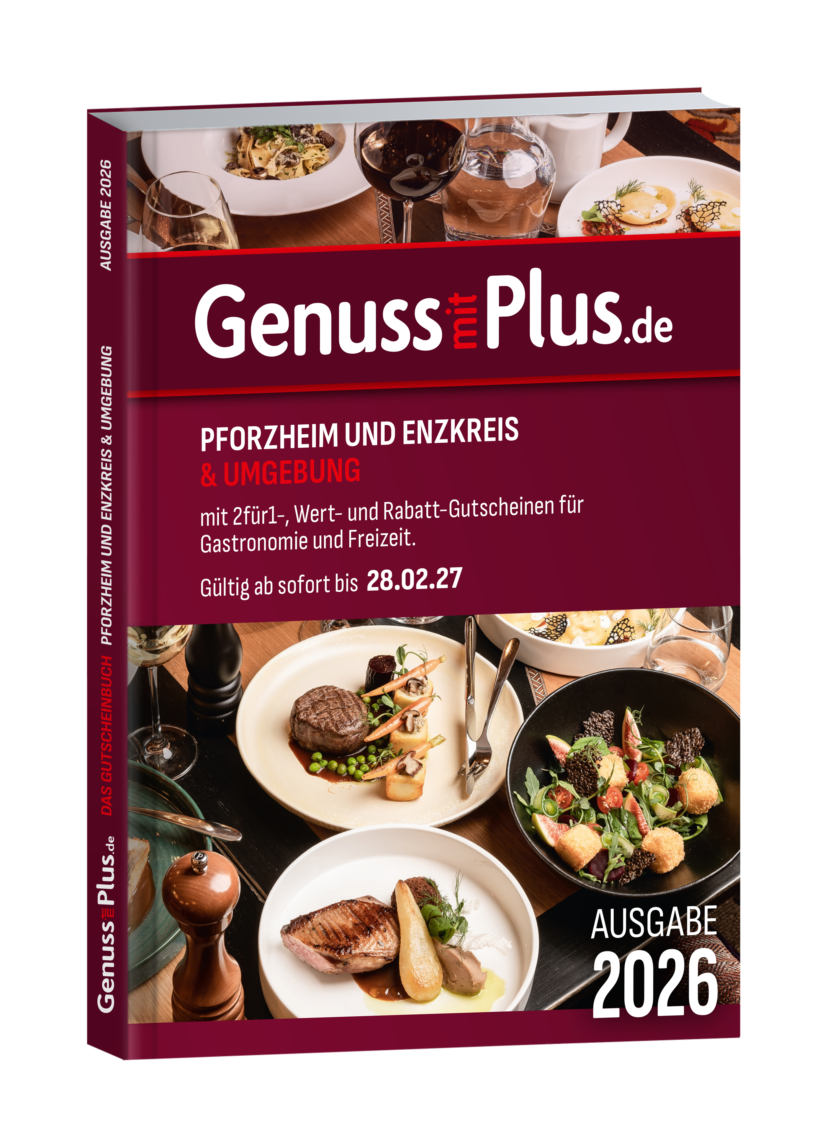 Gutscheinbuch Genuss mit Plus Pforzheim und Enzkreis 2026 sofort gültig bis 28.02.2027