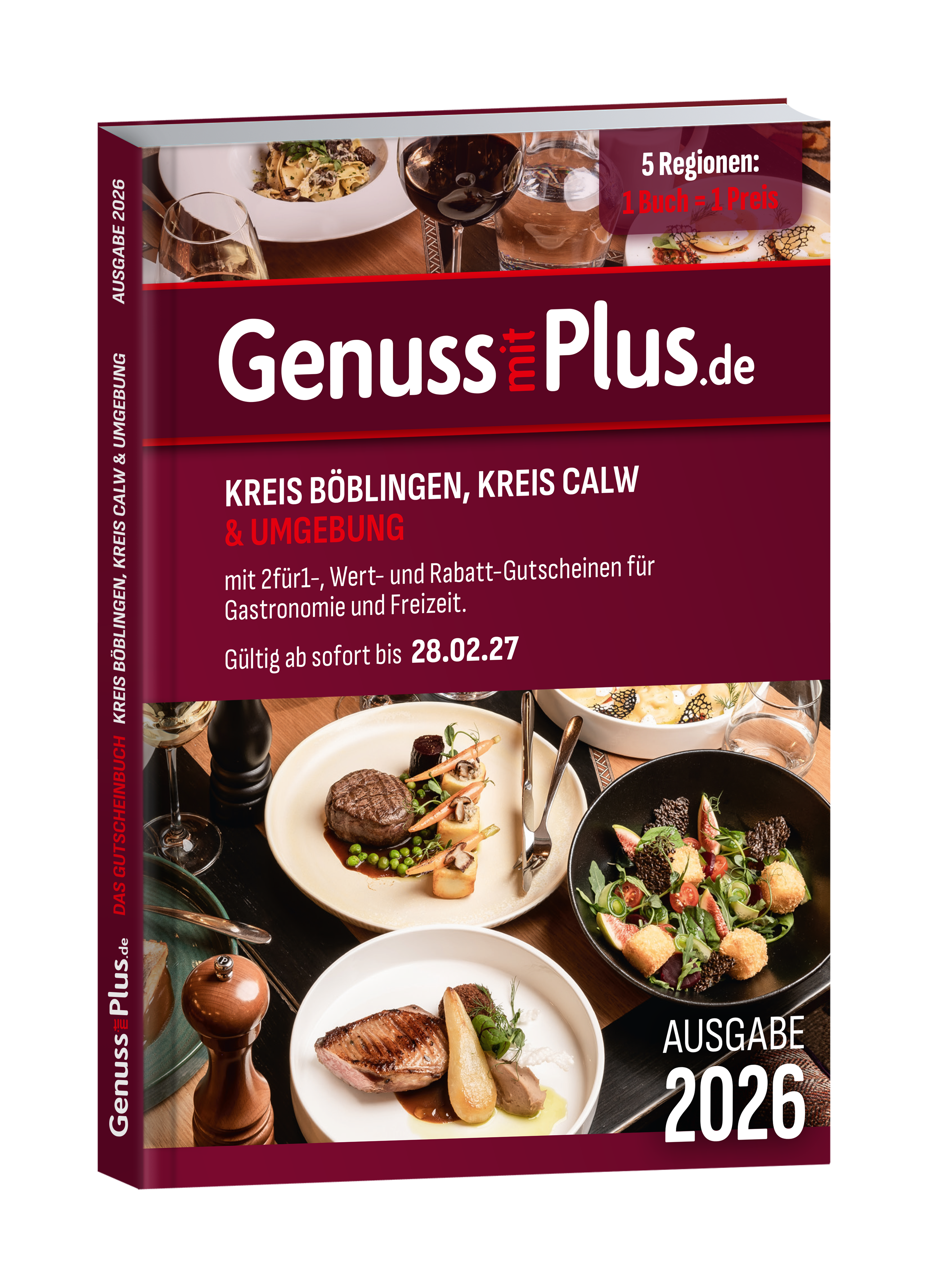 Gutscheinbuch Genuss mit Plus Kreis Böblingen & Kreis Calw 2026 sofort gültig bis 28.02.2027