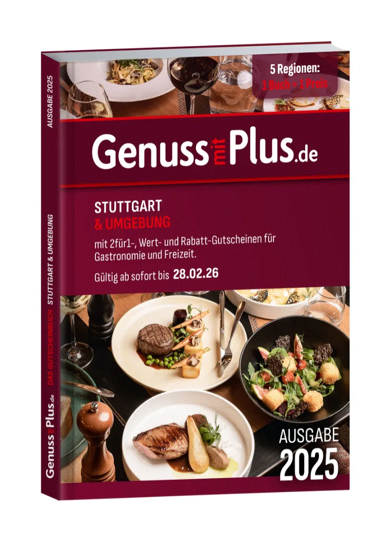Gutscheinbuch Genuss mit Plus Stuttgart & Umgebung 2025 gültig ab sofort bis 28.02.2026